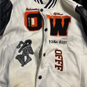 Off-White Cream and Black Jacket with Orange Details